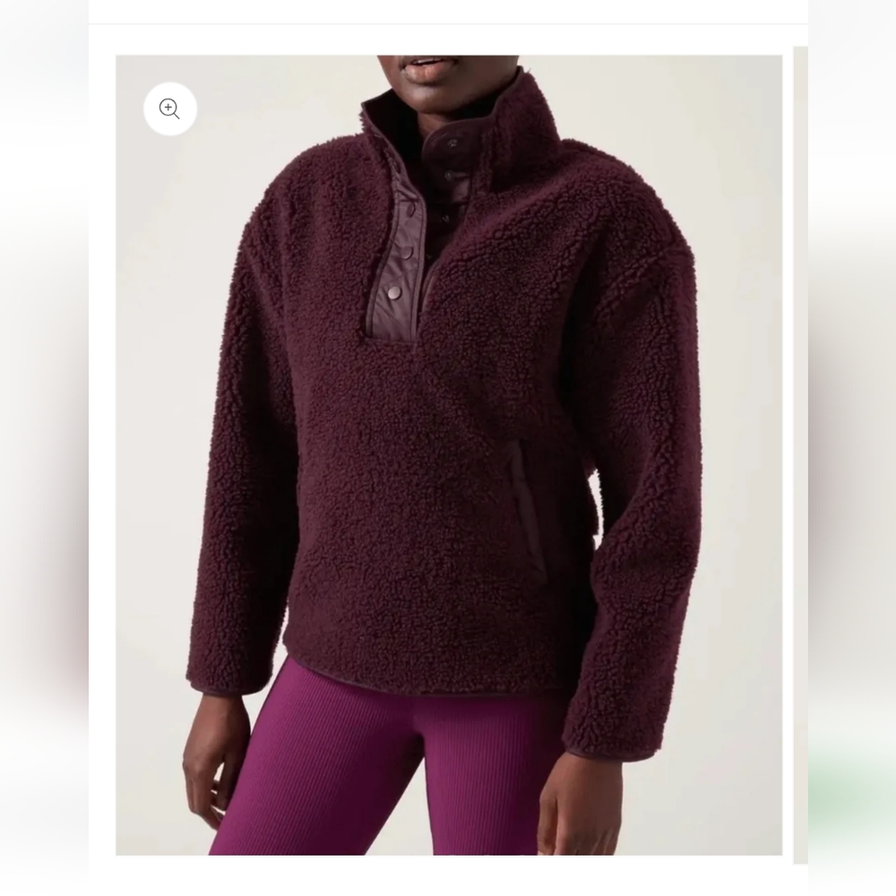 Nwt athleta cozy sherpa snap sweatshirt pullover